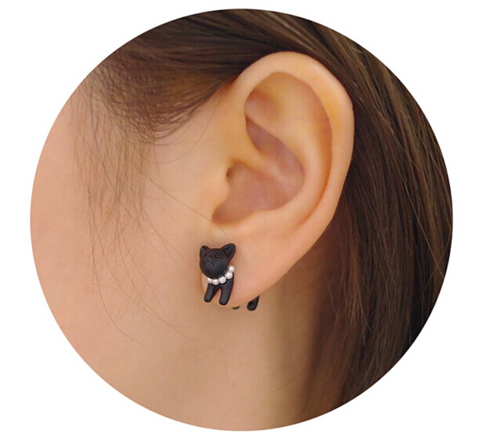 Cute Black Cat Ear Cuff Earrings,Cat Kitty Cuff Earrings Jewelry ER058Z